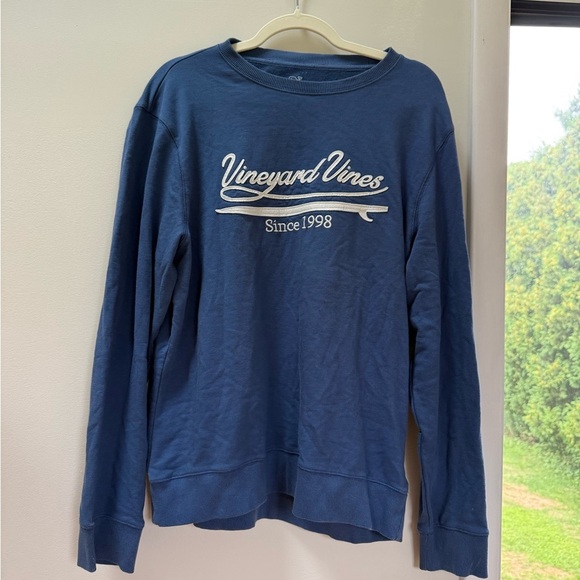Vineyard Vines Men’s Crewneck Cotton Logo Sweatshirt Embroider Blue Size Medium - Picture 1 of 4